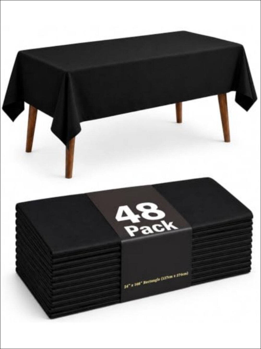 48 Pack Disposable Plastic Tablecloth 54x108 Inch Waterproof